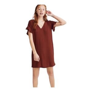 Madewell Women's Rust Ruffle Shift Dress Size Medium New